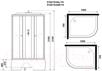 Душевая кабина Niagara Eco E100/70/40L/TN 100x70x215