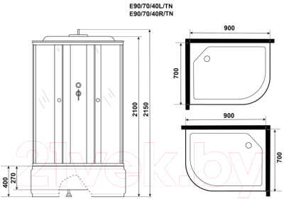 Душевая кабина Niagara Eco E90/70/40L/TN 90x70x215