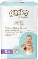 Подгузники детские Giggles Premium Midi 3 Jumbo Pack (62шт) - 