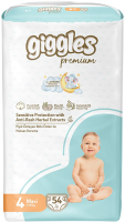 Подгузники детские Giggles Premium Maxi 4 Jumbo Pack (54шт) - 