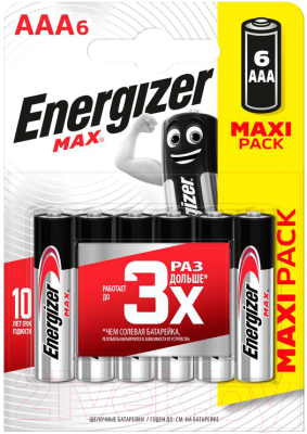 Комплект батареек Energizer Max LR6 AA BL4+2 (6шт)