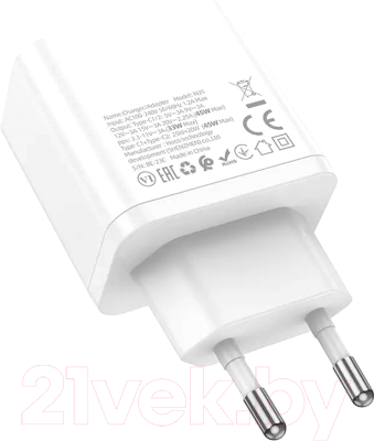 Зарядное устройство сетевое Hoco N35 + кабель Type-C to iP (белый)