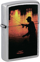 Зажигалка Zippo Рыбак. Fisherman / 207 (серебристый матовый) - 