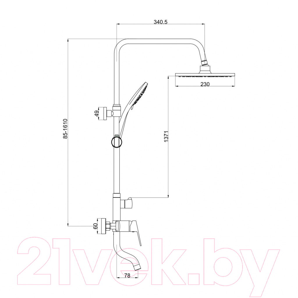 Душевая система Gross Aqua Flat GA9008SMD02MB