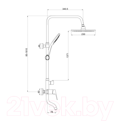 Душевая система Gross Aqua Flat GA9008SMD02MB