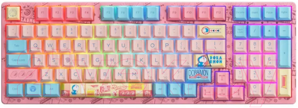 Клавиатура Akko 3098B Doraemon Macaron 3 Modes RGB Hot Swap Akko CS Jelly Blue