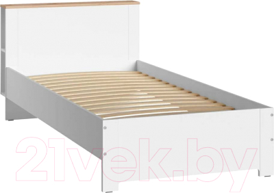 Односпальная кровать Mobi Джастин 11.54 90x190 (белый PE шагрень/дуб белый Exclusive/белая шагрень)