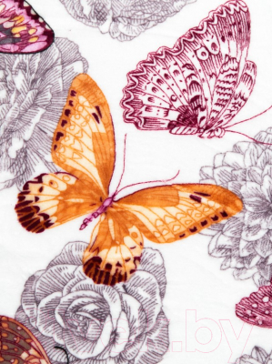 Плед TexRepublic Absolute Бабочки Фланель 1.5сп / 24761 (бежевый/фиолетовый)