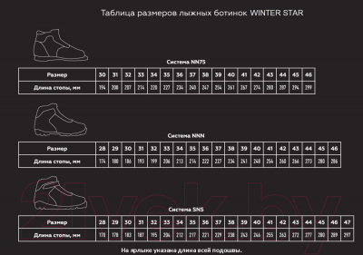 Ботинки для беговых лыж Winter Star Comfort Kids NNN / 9796138 (р.32, белый/синий)