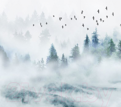 Фотообои листовые ФабрикаФресок Светлый туманный лес / 012365 (300x265)