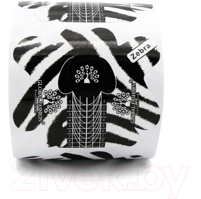 Формы для наращивания ногтей Global Fashion Одноразовые Zebra 16803 (300шт)