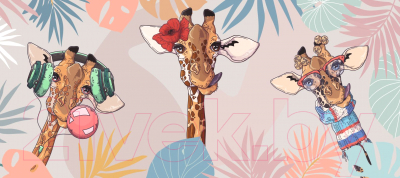 Фотообои листовые ФабрикаФресок Детские Веселые жирафы / 256270 (600x270)