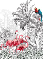 Фотообои листовые ФабрикаФресок Контрастные фламинго и попугаи / 282270 (200x270) - 