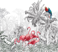 Фотообои листовые ФабрикаФресок Контрастные фламинго и попугаи / 283270 (300x270) - 