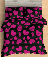 Комплект постельного белья Amore Mio Мако-сатин Core Микрофибра 1.5сп / 24652 (черный/розовый) - 