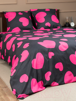 Комплект постельного белья Amore Mio Мако-сатин Core Микрофибра 1.5сп / 24652 (черный/розовый)