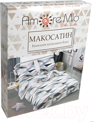 Комплект постельного белья Amore Mio Crystal Микрофибра Евро / 21976 (серый/белый/черный)