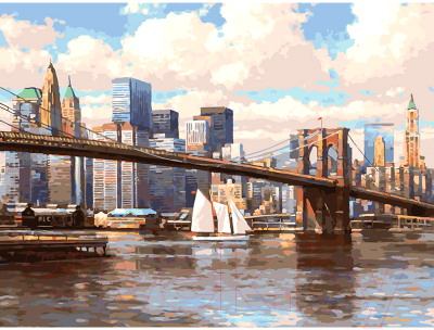 Картина по номерам БЕЛОСНЕЖКА Бруклинский мост / 918-AS