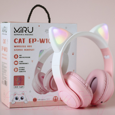 Беспроводные наушники Miru Cat EP-W10+Портативная колонка Defender Enjoy S600 / W101/65603 (розовый)