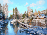 Картина по номерам БЕЛОСНЕЖКА Зима на реке / 928-AS - 