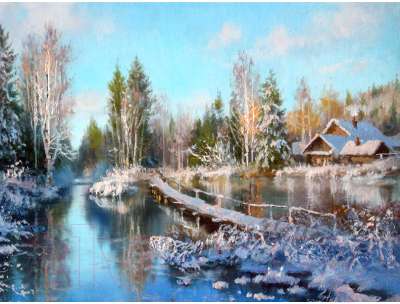 Картина по номерам БЕЛОСНЕЖКА Зима на реке / 928-AS