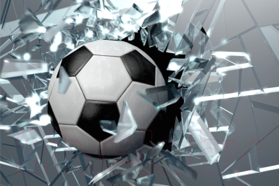 Фотообои листовые ФабрикаФресок Футбольный мяч разбивает стекло / 711150 (150x100)