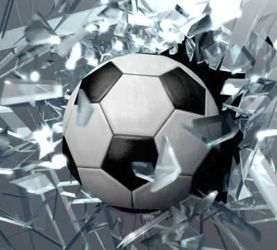 Фотообои листовые ФабрикаФресок Футбольный мяч разбивает стекло / 713270 (300x270)