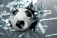 Фотообои листовые ФабрикаФресок Футбольный мяч разбивает стекло / 714270 (400x270) - 