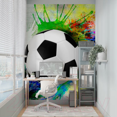 Фотообои листовые ФабрикаФресок Футбольный мяч с красками / 732270 (200x270)