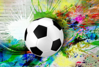 Фотообои листовые ФабрикаФресок Футбольный мяч с красками / 734270 (400x270) - 