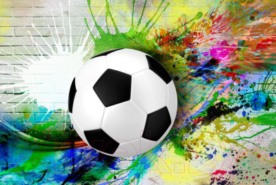 Фотообои листовые ФабрикаФресок Футбольный мяч с красками / 734270 (400x270)