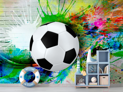 Фотообои листовые ФабрикаФресок Футбольный мяч с красками / 734270 (400x270)