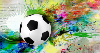 Фотообои листовые ФабрикаФресок Футбольный мяч с красками / 735270 (500x270) - 