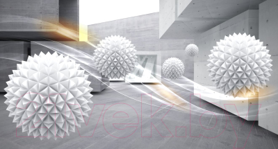Фотообои листовые ФабрикаФресок 3D Шары и бетонные стены / 865270 (500x270)