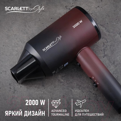Фен Scarlett SC-HD70I38 (черный/красный)