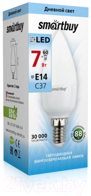 Набор ламп SmartBuy N-SBL-C37-07-40K-E14 (10шт)