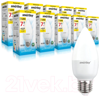 Набор ламп SmartBuy N-SBL-C37-07-30K-E27 (10шт)