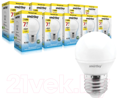 Набор ламп SmartBuy N-SBL-G45-07-30K-E27 (10шт)