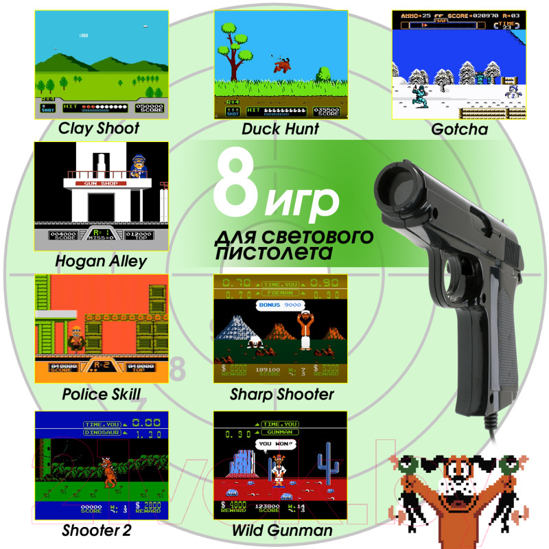 Игровая приставка Dendy Achive 640 игр + световой пистолет