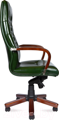Кресло офисное Norden Честер / P2346-L09 (дерево/зеленая глянцевая кожа/мультиблок)