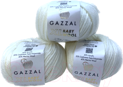 Набор пряжи для вязания Gazzal Baby Wool XL 801 (белый, 3 мотка)