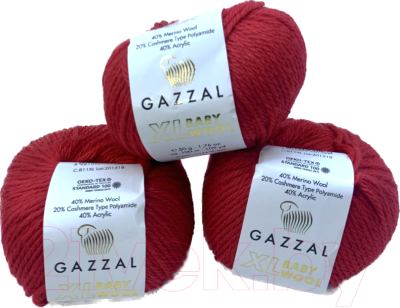 Набор пряжи для вязания Gazzal Baby Wool XL 811 (красный, 3 мотка)