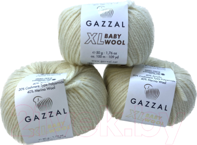 Набор пряжи для вязания Gazzal Baby Wool XL 829 (молочный, 3 мотка)