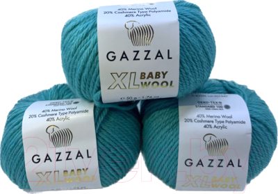 Набор пряжи для вязания Gazzal Baby Wool XL 832 (бирюзовый, 3 мотка)