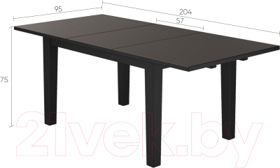 Обеденный стол Лузалес Шань раздвижной 147-204x95 (черный)