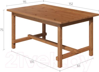 Обеденный стол Лузалес Толысь 152x95 (коричневый)