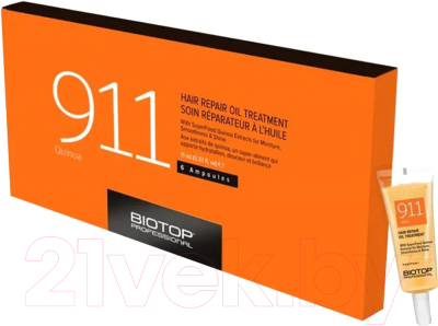 Ампулы для волос Biotop 911 Quinoa Hair Repair Oil Treatment Для восстановления (6x11мл)