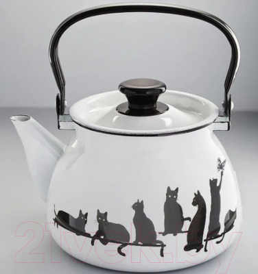 Изображение товара Чайник КМЗ Кошечки 42104-122/6-У4 (белый)