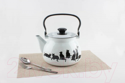 Изображение товара Чайник КМЗ Кошечки 42104-122/6-У4 (белый)