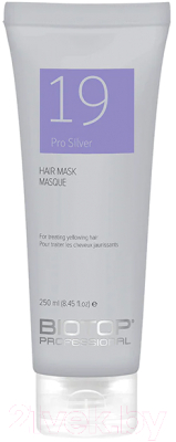 Тонирующая маска для волос Biotop 19 Pro Silver Hair Mask Против желтизны волос (250мл)